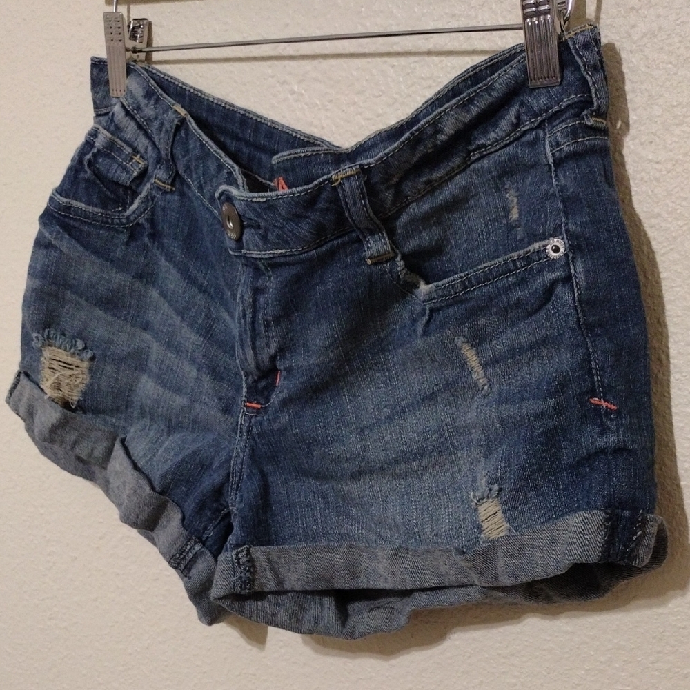Arizona Jean Company Blue Jean Shorts Distressed Cuffed Casual - Picture 5 of 9